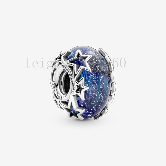 Pandora Galaxy Blue & Star Murano Charm - Picture 1 of 5